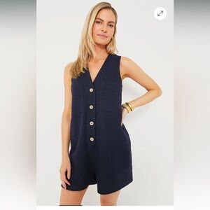 Tuckernuck EUC size L Blue Sleeveless Jumpsuit V-Neck